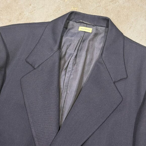 Brioni Coat Wool Long Overcoat Chesterfield Twill Made in Italy Blue Large 42 R - Picture 4 of 12